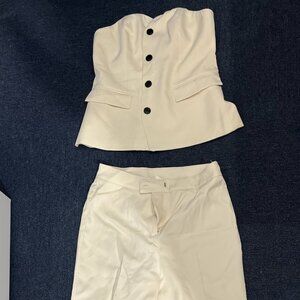 Commense Pant and Strapless Top Set Off-White